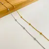 Colar de Contas em Aço Inoxidável Banhado a Ouro Real em Forno 18K, Corrente de Contas, Colar de Aço Titânio, Colar de Contas, Colar DIY
