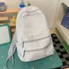 Mochila de Ombro Duplo com Textura Cinza Claro Simples Japonesa para Mulheres Leve Grande Capacidade para Alunos do Ensino Fundamental II e Ensino Médio