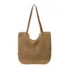 Bolsa de Paja Tejida a Mano Calada de Hilo de Algodón Primavera 2026 Bolso de Hombro para Mujer Simple y Elegante de Gran Capacidad