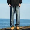 Jeans Rectos de Calle Americanos para Hombre, Primavera y Otoño, Marca de Moda, Pantalones Anchos Casuales Sueltos Retro Lavados, Negro