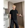 Camiseta Masculina de Manga Curta com Design Americano Verão Tendência Marca Desconstruída Casal Gola Redonda Camada Base Solta Casual Esportivo Top