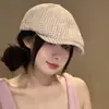 Boina Cuadros Rosa Vintage para Mujer, Nuevo Estilo Primavera 2026, Gorra Plana Reversible, Circunferencia de Cabeza Grande, Sombrero Versátil de Pico de Pato