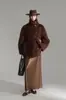 Abrigo de Terciopelo de Nube y Mohair con Cuello Alto, Diseño Minimalista para Mujer, Abrigo de Lana Holgado, Nuevo Abrigo de Otoño e Invierno