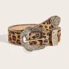 Cinto Estampa de Leopardo para Mulheres, Cinto Decorativo Estilo Ins Retrô Americano, Cinto de Subcultura, Cinto de Cintura Vintage Tendência, Feito Sob Medida