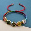 Thangka estilo Xizang Dios de la Riqueza de Cinco Vías Cuerda de Mano Tejida a Mano Cuerda Colorida Estilo Étnico Pulsera Estilo Igual de Templo Pulsera para Pareja