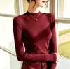 Camisa Básica de Tricô Manga Curta Cor Sólida Estilo Boss Lady Gola Alta Pequena Gola Meia-Alta Cor Sólida Puro Desejo