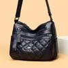 Bolsa de Maternidad con Bordado de Rombo y Cara Sonriente de Comercio Exterior, Bolso Pequeño Cuadrado tipo Canguro con Patrón de Piel de Oveja de Alta Gama, Bolso de Piel Genuina Nuevo para Mujer 2025