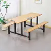 Mesa y Sillas de Comedor para Personal de Fábrica Escolar y Comedores de Supermercado Juego Integrado de Mesa y Sillas de Acero Inoxidable para 4, 6, 8 Personas
