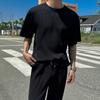 Pantalones cortos de manga corta estilo perezoso de verano MYQ, pantalones casuales drapeados de tres piezas estilo coreano de alta gama con camiseta