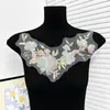 Color Morandi encaje con cuentas aplique estilo chino chaleco vestido parche decorativo accesorio DIY de alta gama para vestido