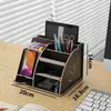 Caja de Almacenamiento con Portalápices de Madera, Gran Capacidad, Portalápices Nórdico Creativo y Elegante con Múltiples Compartimentos, Estante de Almacenamiento para Escritorio de Oficina