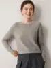 Suéter minimalista 100% cachemira pura para mujer, cuello redondo, manga larga, tejido, casual, adecuado para ir al trabajo, jersey base suave y cómodo