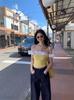Camisola Amarela Ruffle Dopamina Feminina Verão Tailandesa Doce Hottie Uma Alça Tubinho Bonita