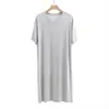 Novo Robe de Dormir Masculino de Modal para o Verão, Longo, Comprimento no Joelho, Manga Curta, Decote em V, Comprimento Médio