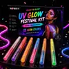 Uau, caneta de graffiti UV fluorescente para pele de ponta dupla, caneta de decoração facial, conjunto de pintura de maquiagem para show, balada, festival