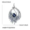 Nuevo Broche de Pavo Real Invertido de Pedrería de Lujo Ligero Exquisito Europeo y Americano Transfronterizo Pin de Joyería para Ropa de Mujer de Alta Gama Chal Ramillete