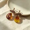 Estilo europeo y americano, transfronterizos, aretes colgantes con dije de lágrima de madera color café, con un diseño único y elegante, estilo minimalista, y un toque de lujo y sofisticación, perfectos para mujeres