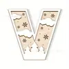 Enfeites Decorativos de Madeira de Natal Transfronteiriços com 26 Letras e Design de Padrão Floral para Artesanato e Decoração Caseira