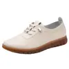 Zapatos Tipo Frijol de Nuevo Estilo con Suelas Suaves, Zapatos para Mamá con Superficie de Cuero Suave, Zapatos Blancos Cómodos, Zapatos Casuales Antideslizantes con Suelas de Goma