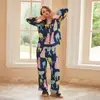 [Leopardo nebuloso azul] pijama mujer verano manga corta seda de hielo fino talla extra grande caricatura primavera y otoño se puede usar ropa de casa
