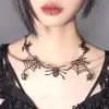Collar de araña creativo de Halloween europeo y americano personalidad divertido exagerado telaraña oscura cadena corta para clavícula telaraña cadena roja