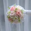 196 Boda al Aire Libre Estilo Occidental Simulación Rosa Sosteniendo Flor Malla de Perlas Ramo de Mano Sosteniendo Flor Nupcial