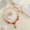 Acessórios para Vestido de Noiva Transfronteiriços Europeus e Americanos Conjunto de Colar Flor de Cristal Joias de Liga Moda Elegante