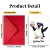 Combinación de Tarjeta de Cumpleaños Feliz Nueva y Sobre Transfronterizo Tarjeta de Cumpleaños Tamaño Grande Pingüino Lindo Acuarela Escrita a Mano