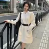 Vestido de punto grueso único estilo coreano de moda para otoño e invierno, ceñido a la cintura, vestido suéter de capa base