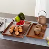 Bandeja de Nogal Negro Plato Rectangular Vajilla Fruta Snack Hotel Bandeja de Té Cuadrada Plato de Cena de Madera Bandeja de Almacenamiento