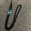 Colar masculino e feminino com pingente de corrente de contas, colar com pingente de corda de jade, corrente de corda de pescoço, contas de arroz branco de obsidiana, corrente de contas de arroz de jade xiuyu