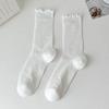 Calcetines de Verano Finos para Mujer hasta la Pantorrilla, Algodón Puro, Estilo Miu Ballet Gris Primavera y Otoño, Combinados con Zapatos Pequeños de Cuero, Calcetines Largos