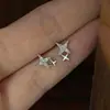 Pendientes de estrella de plata de ley s925 para mujer, estilo coreano, sencillos, con circonita brillante, exquisitos, a la moda, versátiles, elegantes, nicho, pendientes de alta gama