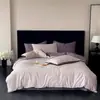 Lujo minimalista nórdico 100% algodón satén 50S algodón de fibra larga jacquard juego de cuatro piezas ropa de cama estilo hotel individual y doble