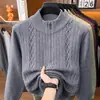 Suéter com Meio Zíper Atacado de Fábrica Masculino Outono Inverno Novo Casual de Negócios Estilo Pai Espessado Aquecimento Malha Masculina