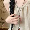 Colar com Borla de Folha de Ginkgo Estilo Chinês para Mulheres Verão Design Antigo Cordão Corrente de Suéter Acessórios Decoração Versátil Diária