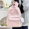 Mochila Simples da Moda Estilo Coreano Ins Feminina de Grande Capacidade com Letras Versátil para Estudante Mochila Escolar Mochila Leve Casual Feminina