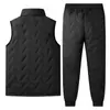 Estilo comercio exterior 0713 conjunto de tres piezas talla grande conjunto de dos piezas otoño e invierno para hombre cuello alto chaleco de lana de cordero chaqueta ultrasónico