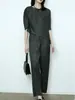 Conjunto de Ropa de Mujer Plisado Miyake: Conjunto de Dos Piezas para Mujer: Top Irregular Nuevo y Pantalones Rectos