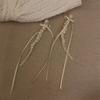 Aretes de Ballet Francés Perezoso Hechos a Mano con Listón, Borla de Perlas, Pequeños Ocho Hadas, Estilo Largo, Accesorios, Aretes