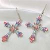 Moda Europeia e Americana Estilo Boêmio Diamante de Cristal Cor Brincos de Cruz Femininos Spice Girl Joias Nicho Brincos Femininos