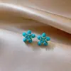 Ear cuff de borla con cuentas redondas de circón azul vintage aretes estilo retro francés joyería para orejas de lujo ligero sensación de alta gama