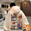 Moletom com Capuz Vinho para Homens, Primavera e Outono, Estilo Americano, Legal e Estiloso, Oversized, Peso Pesado, Marca da Moda, Caimento Solto, Jaqueta com Toque de Alta Qualidade