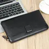 Carteira Masculina Transfronteiriça Couro Longa Couro Bovino Camada Superior Multi-cartões Antifurto Bolsa para Cartões Portátil Zíper Porta-moedas