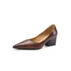 Sapatos de Salto Alto Simples e Elegantes, Moda de Nicho 5,5cm, Novo Estilo Primavera e Outono 2026, Bico Fino, Salto Bloco, Sem Cadarço