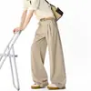 Pantalones casuales de pierna recta plisados, pantalones de pierna ancha ligeramente acampanados para hombre, con caída holgada, estilo 'old money', pantalones de largo hasta el suelo