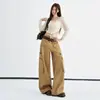Jeans casuales de estilo americano azul marino transfronterizos con bolsillos tridimensionales para mujer, nuevo modelo de principios de otoño 2026 con diseño de múltiples tachuelas
