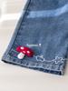 Nuevos Jeans de Otoño para Niñas con Elegante Diseño de Hongo de Dibujos Animados, Pantalones Rectos para Bebés Niñas, Lindos Pantalones Largos Bordados para Primavera y Otoño