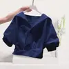 Camisa de moda elegante con cuello camisero vuelto y mangas abullonadas para mujer, popular estilo Ins de verano, holgada, color dopamina, corta