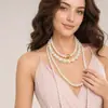 Colar de pérolas multicamadas transfronteiriço europeu e americano para mulheres, versátil, luxo leve, nicho, conjunto de joias de alta qualidade para mulheres